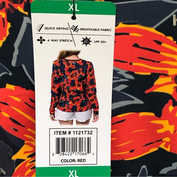 Hang Ten Swim Rash Guard Shirt, Long Sleeve With Back Pocket.Woman’s Size XL NWT - Picture 5 of 11